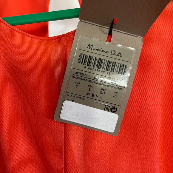 BNWT Massimo Dutti Orange Open Back Maxi  Electric Orange (S) - Picture 5 of 7
